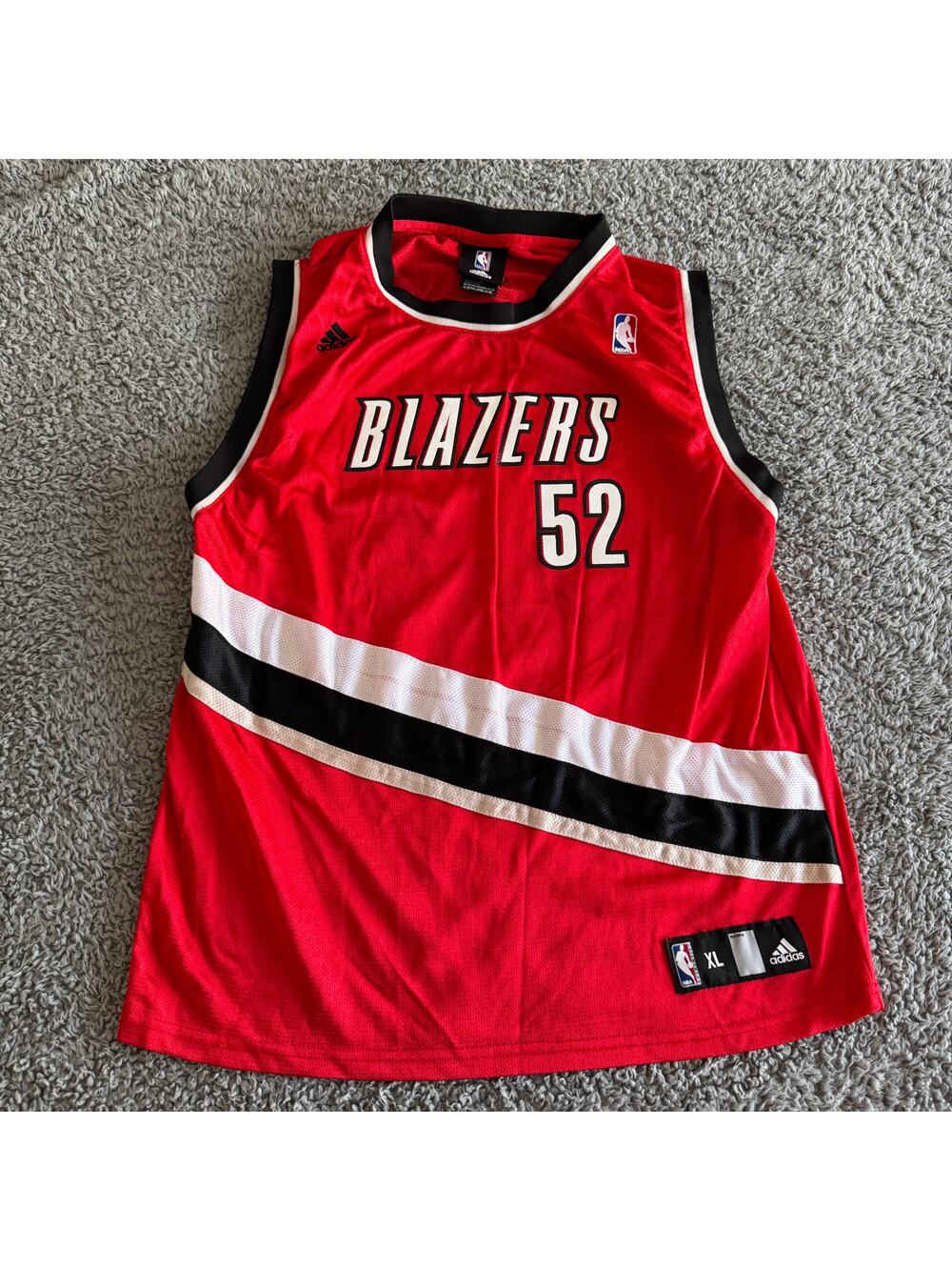 Adidas Greg Oden NBA Portland Trailblazers Red #52 Jersey Youth XL Mens S